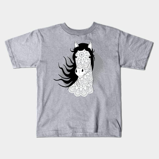 Mandala Horse Kids T-Shirt by TomCage